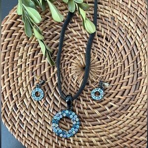 Ring Pendant Set Choker Necklace and Earrings